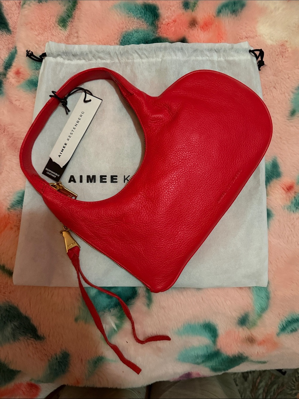Aime Leon Dore Red Pebbled Leather Shoulder Bag